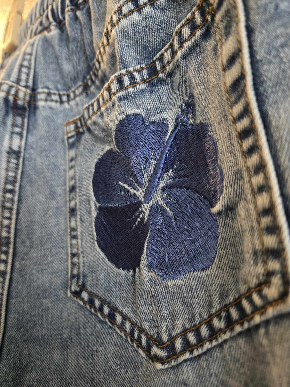 Her Universe Denim Shorts with Embroidered Stitch, Size Large - Picture 7 of 7